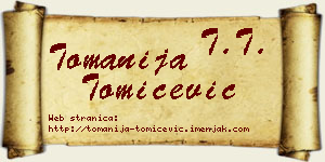 Tomanija Tomićević vizit kartica